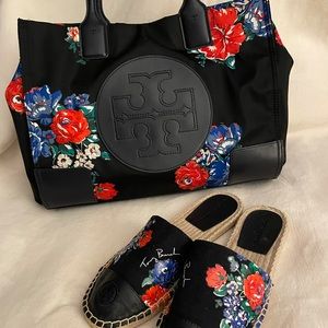 Tory Burch Floral set tote bag and Espadrilles size 6.5 or 7